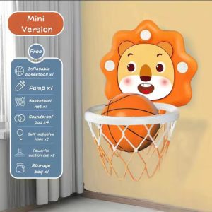 1-10 Years Old Children’s Basketball Hoop Adjustable Height Indoor Hanging Cartoon Lion Ball Frame Toy Household Boy Exercise