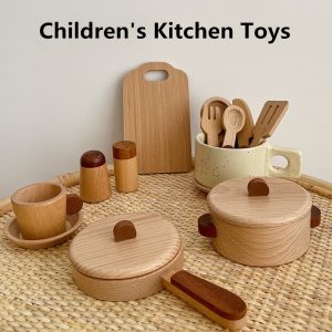 Children’S Natural Wood Color Preschool Toys Fruits And Vegetables