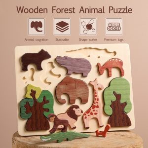 Children Wooden Toy   Forest Animals Puzzle for Kids