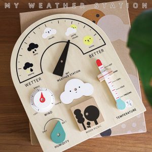 Children’s Wooden Weather Station Observatory Weather Knowledge