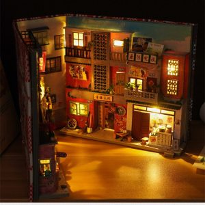 DIY Book Nook Shelf Insert Kits Miniature Dollhouse With Furniture Room Box