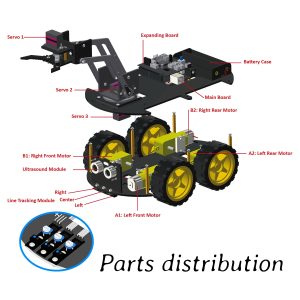 LAFVIN Mechanical 4WD Robot Arm Car Kit