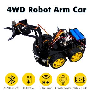 LAFVIN Mechanical 4WD Robot Arm Car Kit