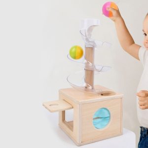 Montessori Box Wooden Box Slide Track Balls Toy