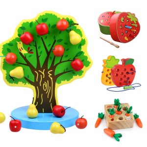 Montessori Toys Wood Apple Magnetic Wooden Toys