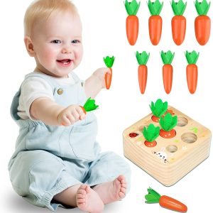 Montessori Toys for 1 YearOld Baby Pull Carrot Set Wooden Toy