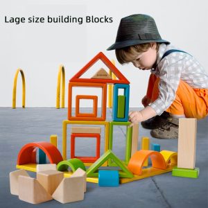 Rainbow Wood Assemble Wooden Building Blocks Creative Stacking