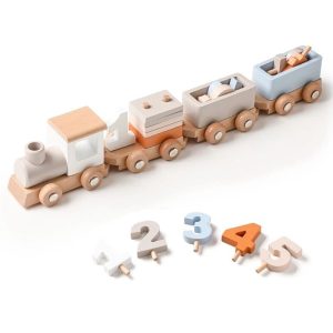 Wooden Train Building Blocks Toys