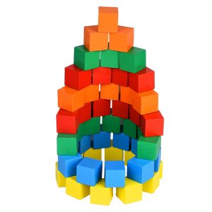 50pcs 2x2cm DIY Model Assemble Kit Colorful Wooden Square Corner Cubes Blocks Children Kid Game Early Educational Toys