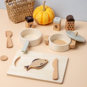 Children Play House Kitchen Toys Baby Cooking Imitation Wood Tableware Cookware Cut Fruits Vegetables Meat Suit Christmas Gifts