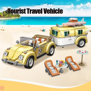 MOC Creative RV Series Beetle Wagon Technical Car Blocks Building City Mini Camper Vehicle Bricks Sets Children Kids Toys Gifts