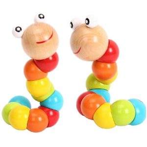 New Worm Twist Puppet Cognition fun Educational Toys Changeable Shape Wooden Blocks Kids Colorful Caterpillar Baby Toy