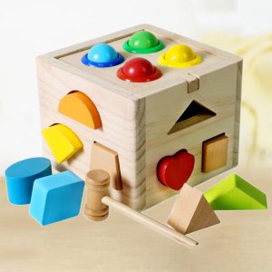 Shape Mathching Fine Coordination Montessori Sorter Puzzle Development Educational Knocking Toys for Ages 2-4